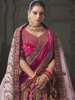 Rani Pink Premium Lycra Velvet Lehenga Choli